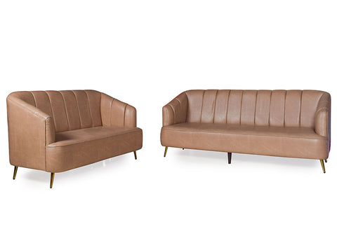 Nelio 3+2 Sofa Set in Brown Leatherette