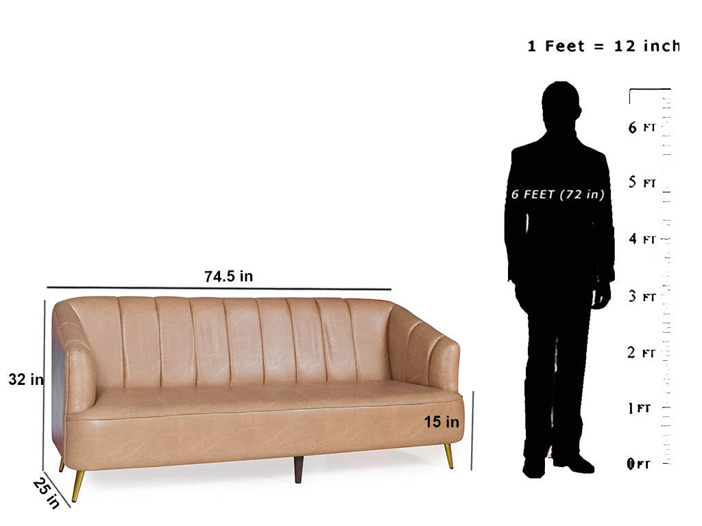 Nelio 3+2 Sofa Set in Brown Leatherette