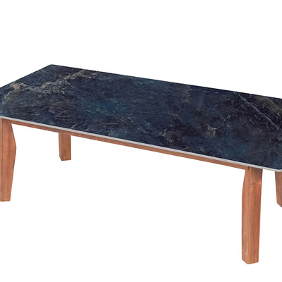 Jasper Modern Marble Coffee Table In Teak Finish