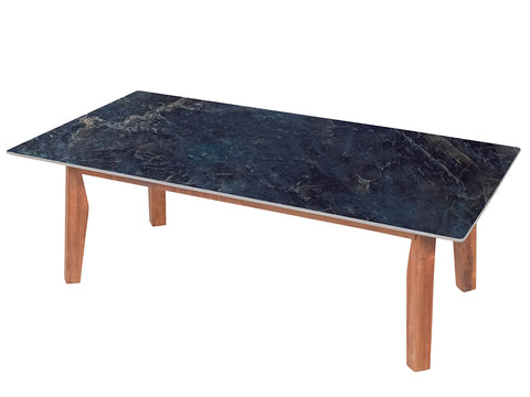 Jasper Modern Marble Coffee Table In Teak Finish
