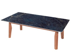 Jasper Modern Marble Coffee Table In Teak Finish