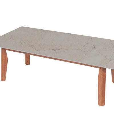 Henry Modern Marble Coffee Table In Teak Finish