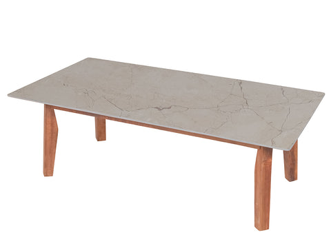 Henry Modern Marble Coffee Table In Teak Finish
