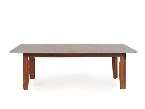 Henry Modern Marble Coffee Table In Teak Finish