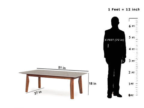 Henry Modern Marble Coffee Table In Teak Finish
