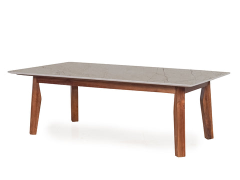 Henry Modern Marble Coffee Table In Teak Finish