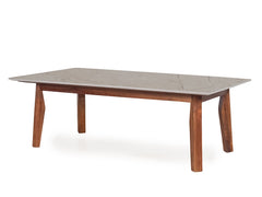 Henry Modern Marble Coffee Table In Teak Finish