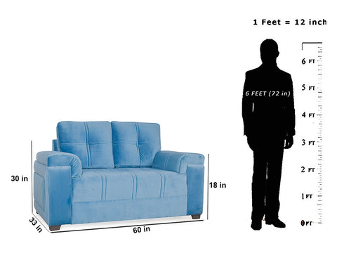 Marina two Seater Sofa In Blue Color