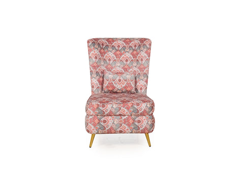 Greta Lounge Chair In Premium Suede Floral Fabric