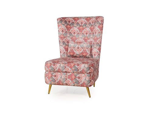 Greta Lounge Chair In Premium Suede Floral Fabric