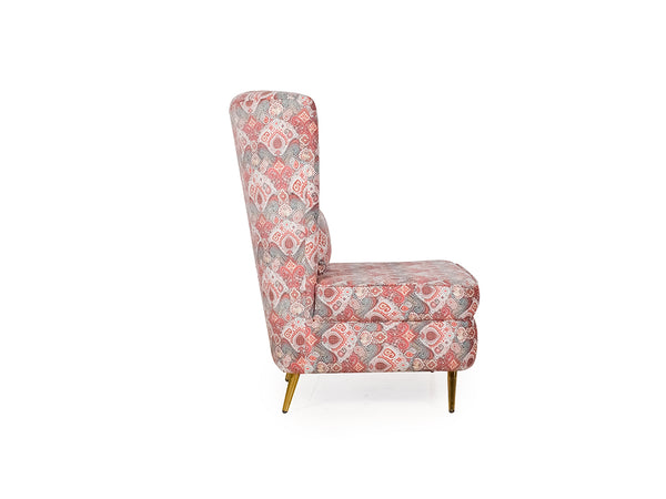 Greta Lounge Chair In Premium Suede Floral Fabric