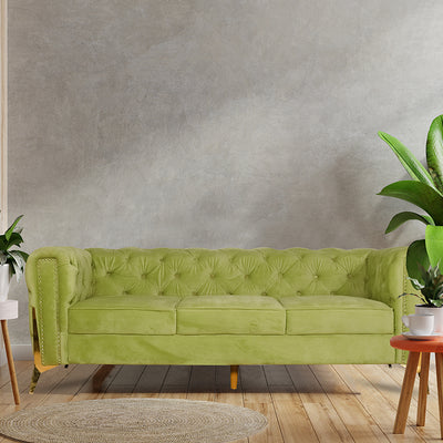 Oliver 3 Seater Sofa In Green Velvet Fabric