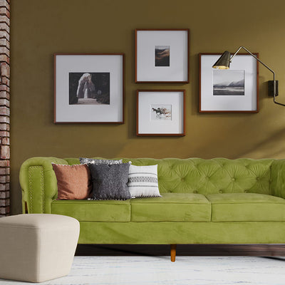 Oliver 3 Seater Sofa In Green Velvet Fabric