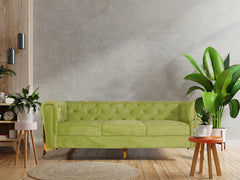 Oliver 3 Seater Sofa In Green Velvet Fabric