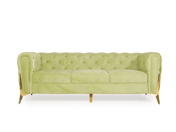Oliver 3+2 Seater Sofa In Green Velvet Fabric