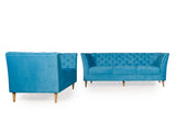 Watson 3+2 Sofa Set In Blue Premium Velvet Fabric