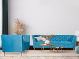 Watson 3+2 Sofa Set In Blue Premium Velvet Fabric