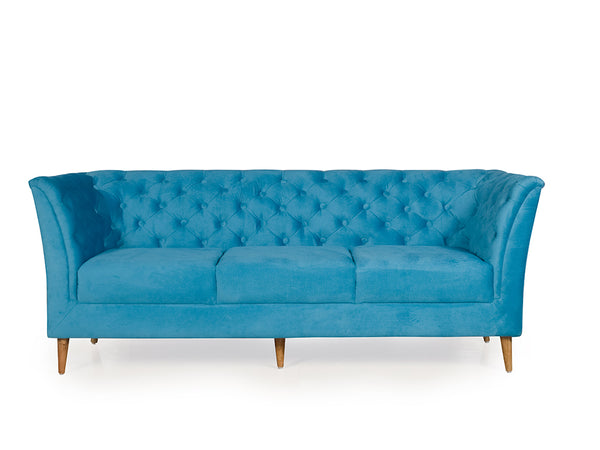 Watson 3+2 Sofa Set In Blue Premium Velvet Fabric