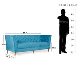Watson 3+2 Sofa Set In Blue Premium Velvet Fabric