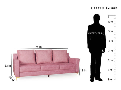 Donny 3 Seater Sofa In Suede Fabric