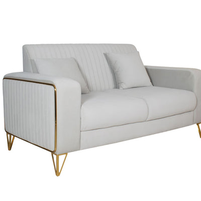 Maverick Two Seater Sofa In Beige Velvet Fabric