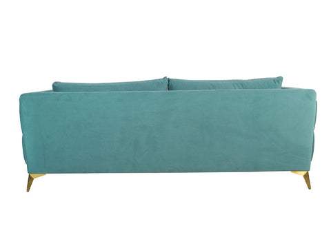 Dinzo Three Seater Sofa In Sea Green Velvet Fabric