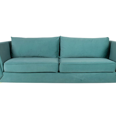 Dinzo Three Seater Sofa In Sea Green Velvet Fabric