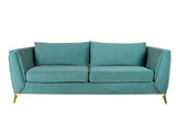 Dinzo Three Seater Sofa In Sea Green Velvet Fabric