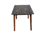 Marvin 4 Seater Marble Dining Table In Teak Finish