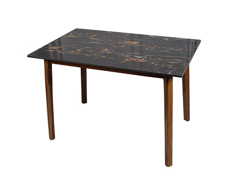 Marvin 4 Seater Marble Dining Table In Teak Finish