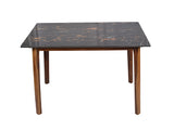 Marvin 4 Seater Marble Dining Table In Teak Finish