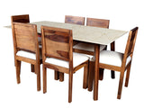 Advik Six Seater Marble Dining Set With Oribi Chairs