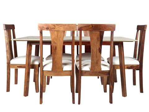 Advik marble dining table 6 seatar Set In Victoria Chairs