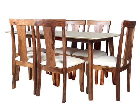 Advik marble dining table 6 seatar Set In Victoria Chairs