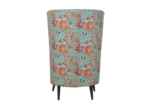 Titus Beauty High Back Wing Chair Premium Suede Floral Fabric