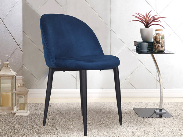 Noel Accent Chair In Premium Velvet Blue Fabric