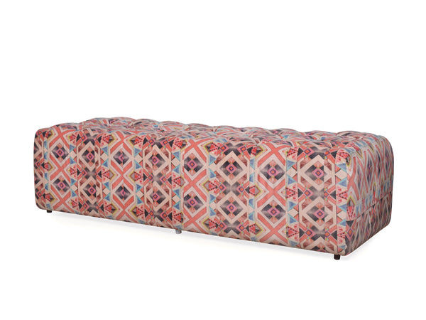 Amnon Upholstered Bench in Premium Suede Floral Fabric