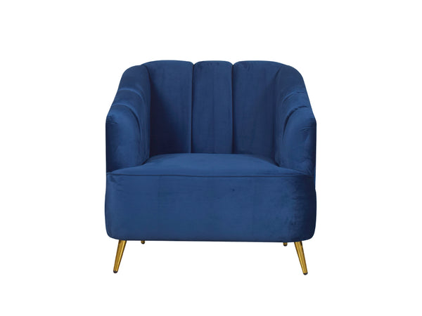 Nelio Lounge Chair in Blue Velvet Fabric