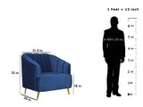 Nelio Lounge Chair in Blue Velvet Fabric