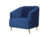 Nelio Lounge Chair in Blue Velvet Fabric