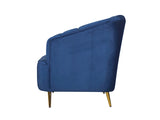 Nelio Lounge Chair in Blue Velvet Fabric