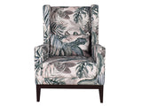 Ursula Wing Chair in Green Printed Fabric