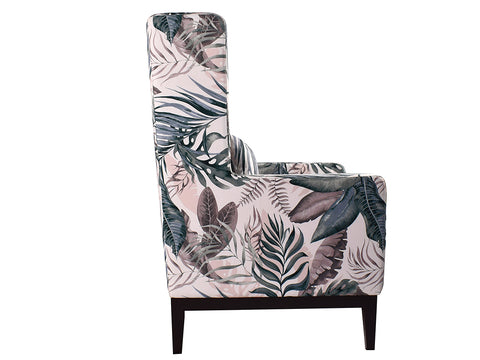 Ursula Wing Chair in Green Printed Fabric