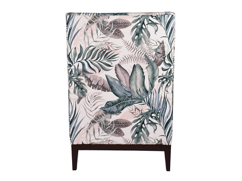 Ursula Wing Chair in Green Printed Fabric