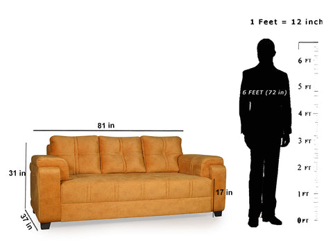 Marina 3 Seater In Premium Suede Fabric