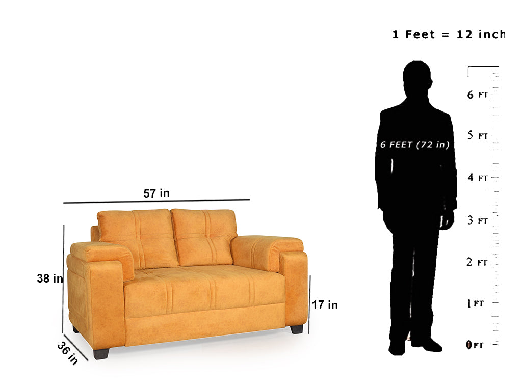 Two Seater Sofa In Premium Suede Fabric