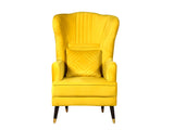 Mylo High Back Wing Chair Premium Suede Yellow Fabric