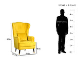 Mylo High Back Wing Chair Premium Suede Yellow Fabric