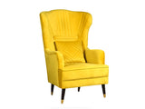 Mylo High Back Wing Chair Premium Suede Yellow Fabric