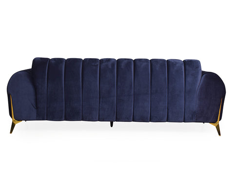 Parker Three Seater Sofa in Blue Velvet Fabric